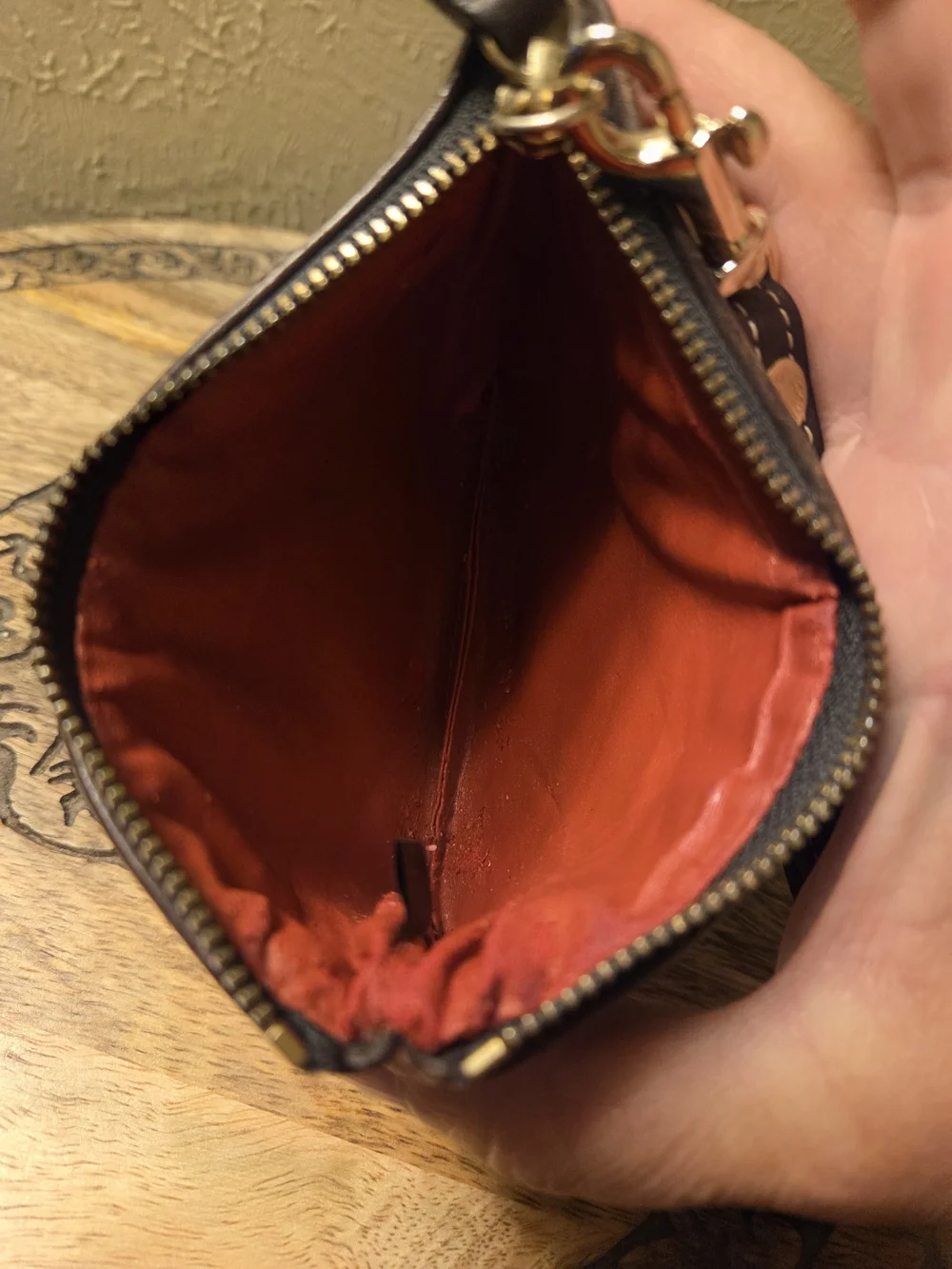 Dooney & Bourke Monogram Brown Canvas Wristlet Pouch